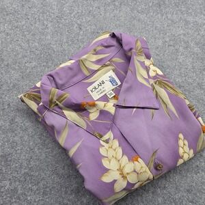 Iolani Mens  3XL Tropical Floral Short Sleeve Hawaiian Shirt Purple Floral USA